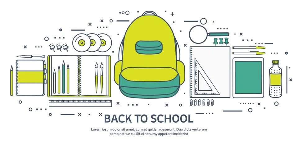 Vector illustration. Study and education. Lined flat style. Knowledge Stock Illustration