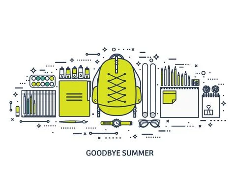 Vector illustration. Study and education. Lined flat style. Knowledge Stock Illustration