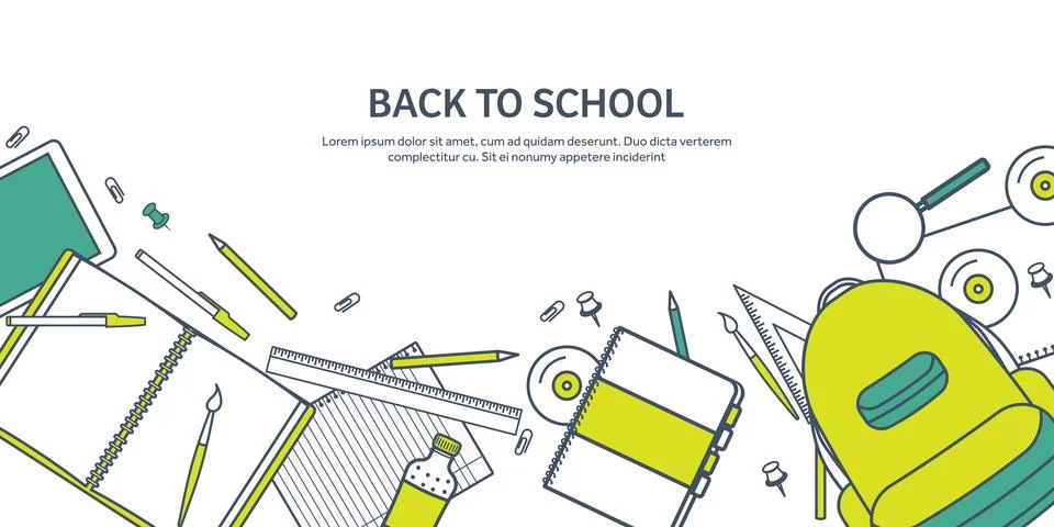 Vector illustration. Study and education. Lined flat style. Knowledge Stock Illustration