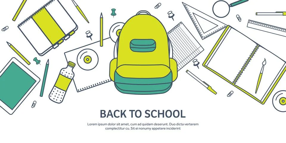 Vector illustration. Study and education. Lined flat style. Knowledge イラスト素材