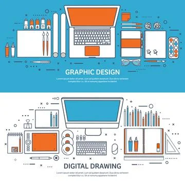 Vector illustration. Study and education. Lined flat style. Knowledge Stock Illustration