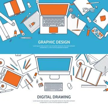 Vector illustration. Study and education. Lined flat style. Knowledge イラスト素材