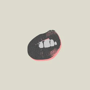 A vector illustration in the style of a photocopy, which depicts a woman's lips Illustrazione stock