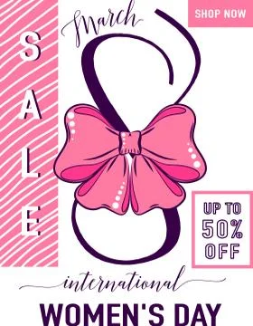 Vector illustration of stylish 8 march womens day sale background Stock Illustration