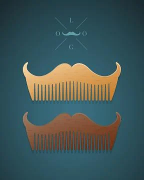Vector illustration of stylish comb in shape of mustaches Stock Illustration