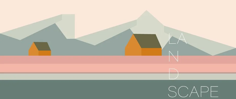 Vector illustration. Stylish flat landscape. Trendy background for your banner Stockillustratie