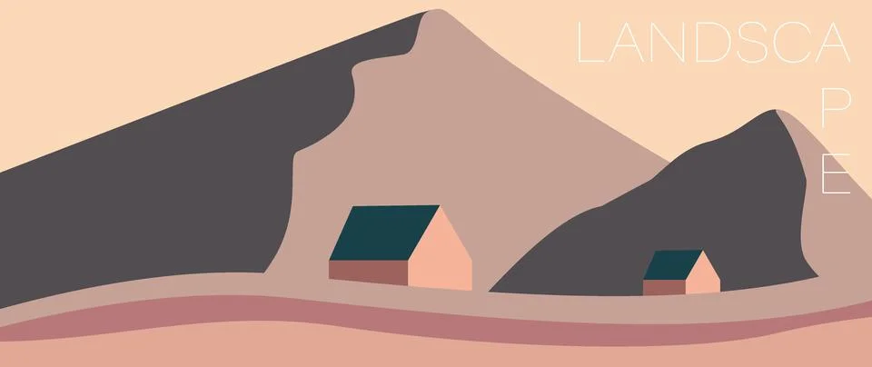 Vector illustration. Stylish flat landscape. Trendy background for your banner Stockillustratie
