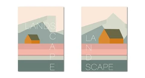 Vector illustration. Stylish flat landscape. Trendy posters for your banner Stock Illustration