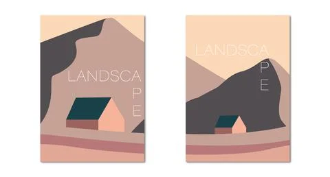 Vector illustration. Stylish flat landscape. Trendy posters for your banner Stock Illustration