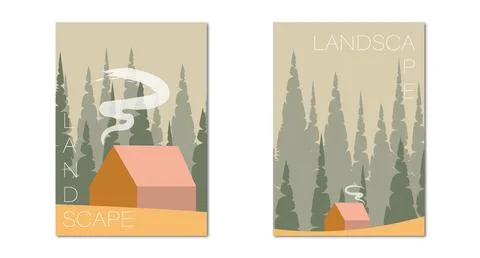 Vector illustration. Stylish flat landscape. Trendy posters for your banner Stock Illustration