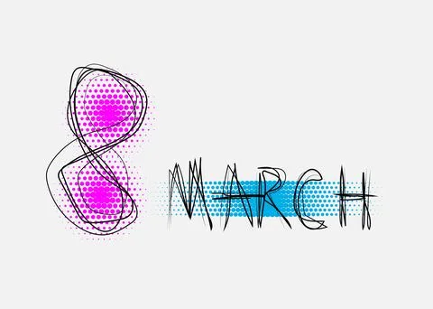 Vector illustration of stylish grunge 8 march womens day greeting card with l Stock Illustration