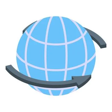 Vector illustration of a stylized blue globe with orbiting arrows, depicting Stock Illustration