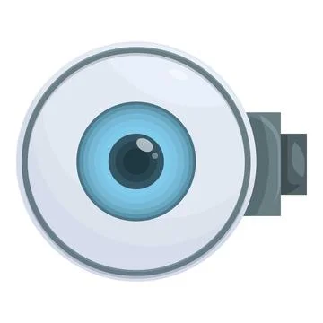 Vector illustration of a stylized cartoon surveillance camera with a large lens Stock Illustration