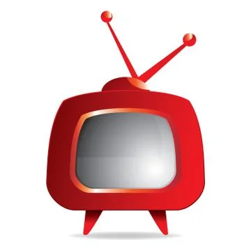 Vector illustration of stylized red retro tv set Stock Illustration