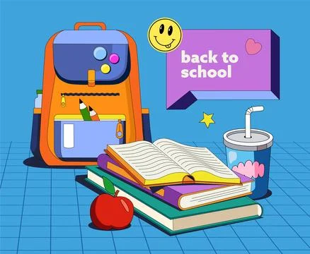 Vector illustration of subjects for school. Drawn books and notebooks in St.. Stock Illustration