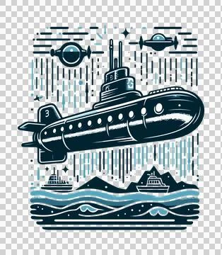 Vector illustration of a submarine Stock Illustration
