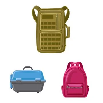 Vector illustration of suitcase and baggage logo. Set of suitcase and journey Illustration