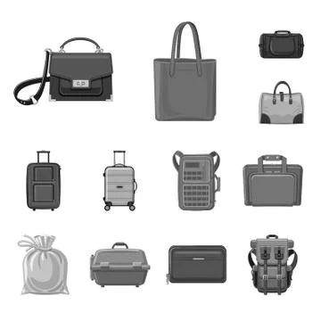Vector illustration of suitcase and baggage icon. Set of suitcase and journey Stock Illustration