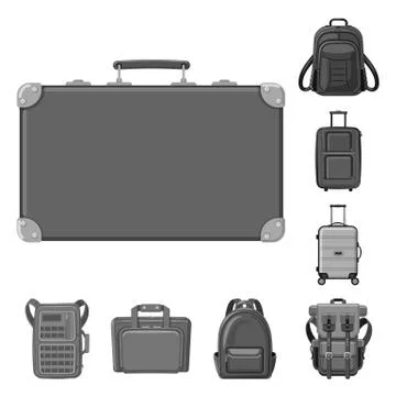 Vector illustration of suitcase and baggage logo. Set of suitcase and journey Illustration