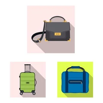 Vector illustration of suitcase and baggage symbol. Collection of suitcase and Stock Illustration