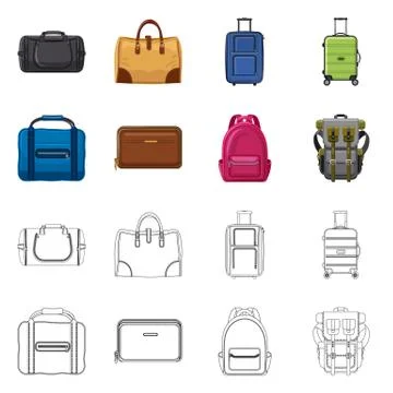 Vector illustration of suitcase and baggage icon. Set of suitcase and journey Stock Illustration