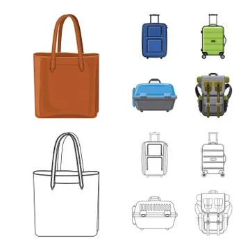 Vector illustration of suitcase and baggage symbol. Set of suitcase and journey Stock Illustration