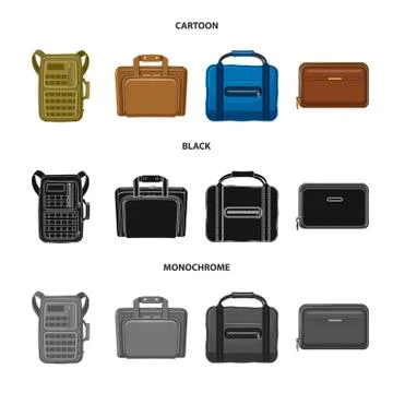 Vector illustration of suitcase and baggage icon. Set of suitcase and journey Illustrazione stock