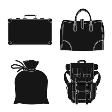 Vector illustration of suitcase and baggage logo. Collection of suitcase and Illustration