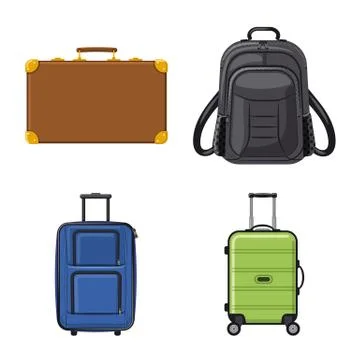 Vector illustration of suitcase and baggage logo. Collection of suitcase and Illustration