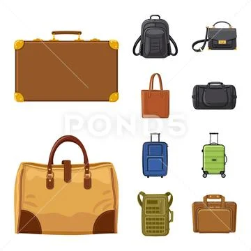 Vector illustration of suitcase and baggage icon. Collection of suitcase and Stock Illustration