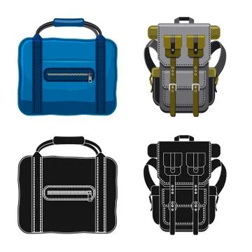 Vector illustration of suitcase and baggage sign. Set of suitcase and journey Stock Illustration