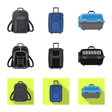 Vector illustration of suitcase and baggage logo. Set of suitcase and journey Illustration