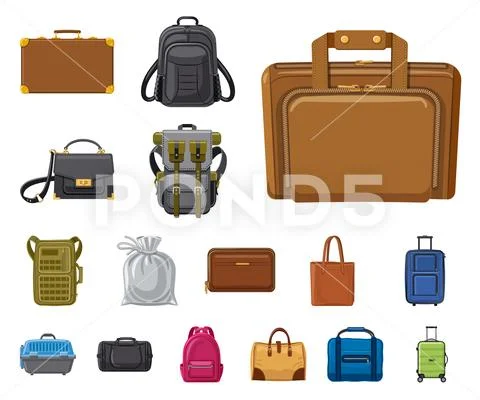 Vector illustration of suitcase and baggage symbol. Set of suitcase and journey Stock Illustration