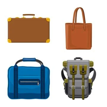 Vector illustration of suitcase and baggage symbol. Set of suitcase and journey Stock Illustration