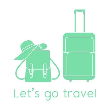 Vector illustration Suitcase Hat Backpack Travel イラスト素材