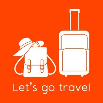 Vector illustration Suitcase Hat Backpack Travel Illustrazione stock