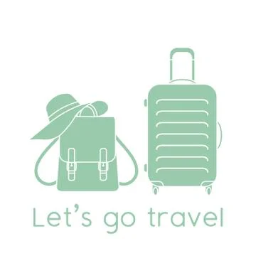 Vector illustration Suitcase Hat Backpack Travel Illustrazione stock