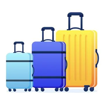 Vector illustration of suitcases of different sizes in flat style. Stock Illustration