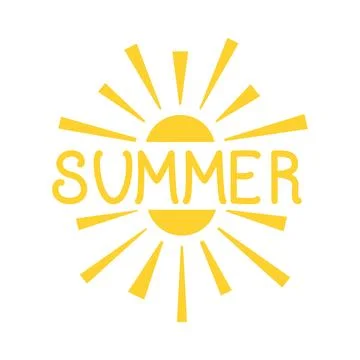 Vector illustration. Summer - hand lettering design. The inscription on a whi Stock Illustration