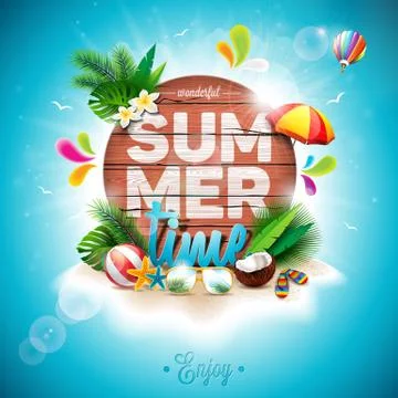 Vector illustration on a summer holiday theme Stock Illustration