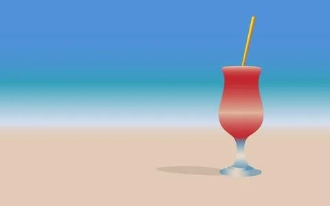 Vector illustration summer mood image glass goblet with cocktail and straw st Stock Illustration