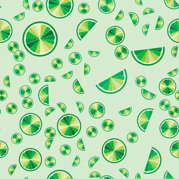 Vector illustration. Summer Theme. lime slices, seamless pattern. Bright trop Stock Illustration