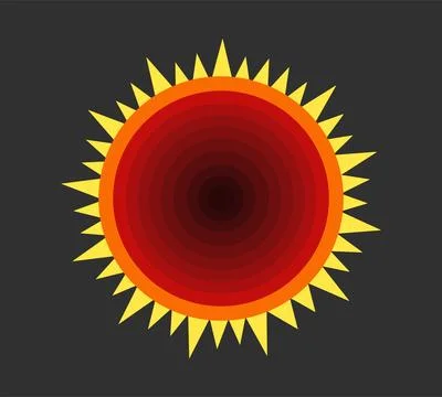 Vector illustration of the sun on a black background Stock Illustration