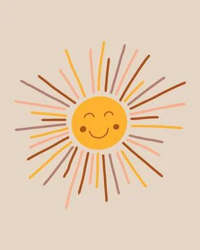 Vector illustration sun boho style. Stock Illustration