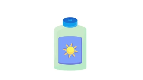 Vector illustration of a sun cream bottle priced at 1 credit, USD $1. Stock Footage 332461626