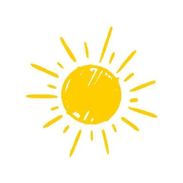Vector illustration of sun in hand-drawn style. Stock Illustration
