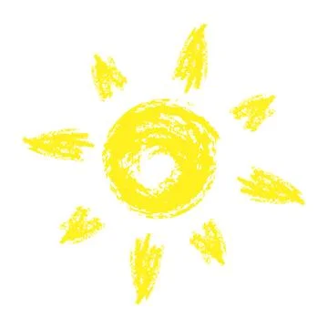 Vector illustration of The Sun. Hand drawn Sun sketch of chalk or crayon. L.. Stock Illustration