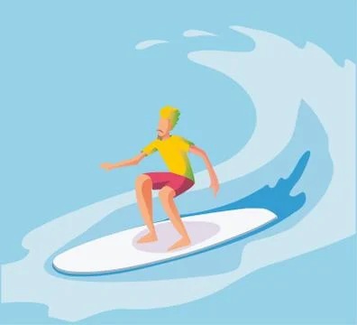 Vector illustration of surfer riding the wave. flat illustration 스톡 일러스트