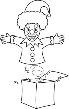 Vector illustration of a surprise box, april fools day, clown on a spring, .. Stock Illustration
