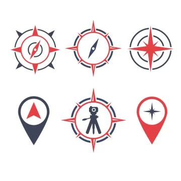 Vector illustration survey land logo icon with location compass and camera Stock Illustration